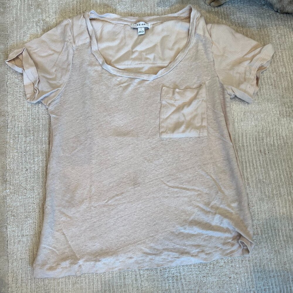 100% linen t-shirt (Reiss) in stone - Picture 4 of 10